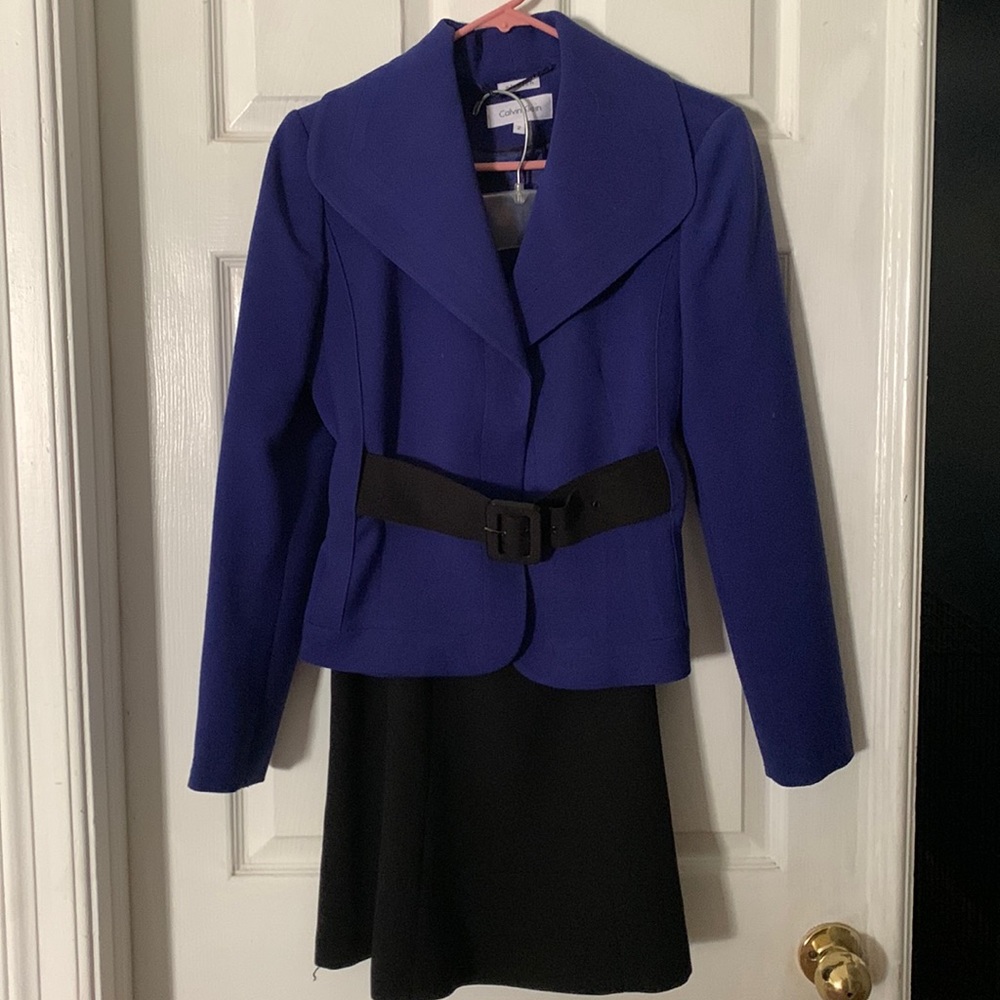 Calvin Klein Suit Jacket with Black Waist Belt